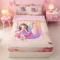 thumbnail image 1 of meiyoeat Watercolor Ombre Monogram J Zipper Twin Comforter Sets with Fitted Sheet and 2 Pillowcases,Cute Cartoon Princess Elf Zipper Bedding Set For Girl,Pink Reversible,4 Pieces, 1 of 7
