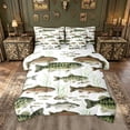 thumbnail image 1 of meiyoeat Watercolor Trout Bass Fish Twin Bedding for Men Kids, Rustic Wildlife Bedding Comforter Set, Green Brown, Reversible, 7pcs, 1 of 6