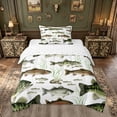 thumbnail image 1 of meiyoeat Watercolor Trout Bass Fish Twin Comforter Sets for Men Kids, Rustic Wildlife Bedding Set, Green Brown, Reversible, 2pcs, 1 Comforter and 1 Pillowcase, 1 of 5