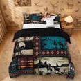 thumbnail image 1 of meiyoeat Western Cowboy Horse Duvet Cover King,Vintage Aztec Geometric Print King Bedding For Adult,Black Reversible,3pcs(No Comforter), 1 of 6