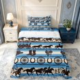 thumbnail image 1 of meiyoeat Western Horse Twin Sheets,Cowboy Print Bedding For Boys,Blue Beige,3 Pieces1 Flat Sheet, 1 Fitted Sheet and 1 Pillowcase, 1 of 6