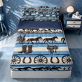 thumbnail image 1 of meiyoeat Western Horse Zipper Full Size Comforter Sets with Fitted Sheet and 2 Pillowcases,Cowboy Print Zipper Bedding Set For Boys,Blue Beige,Navy Blue Reversible,4pcs, 1 of 7
