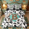 thumbnail image 1 of meiyoeat Western Leopard Monogram B 7 Pieces Full Size Bedding Sets For Boys,Cow Print Initial Art Full Size Bed in a Bag,Black Reversible, 1 of 7