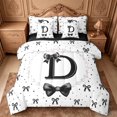 thumbnail image 1 of meiyoeat Women Pearl Necklace 7 Pieces Full Size Bedding Sets For Kids,Black Ribbon Letter Print D Full Size Bed in a Bag,Black Reversible, 1 of 7