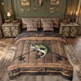 thumbnail image 1 of meiyoeat Wooden Fishing Bass Twin Bedding for Men Boys, Brown Vintage Lodge Cabin Bedding Comforter Set, Black Reversible, 7-Piece, 1 of 5