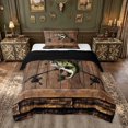 thumbnail image 1 of meiyoeat Wooden Fishing Bass Twin Comforter Sets for Men Boys, Brown Vintage Lodge Cabin Bedding Set, Black Reversible, 2-Piece, 1 Comforter and 1 Pillowcase, 1 of 6