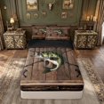 thumbnail image 1 of meiyoeat Wooden Fishing Bass Zipper Twin Comforter Sets with Fitted Sheet and 2 Pillowcases for Men Boys, Brown Vintage Lodge Cabin Zipper Bedding Set, Black Reversible, 4-Piece, 1 of 6