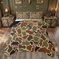 thumbnail image 1 of meiyoeat Woodland Camo Dinosaur Full Size Comforter Sets for Kids Boys, Cartoon Dino Wildlife Bedding Comforter Set, Brown Green, Black Reversible, 3pcs, 1 Comforter and 2 Pillowcases, 1 of 6
