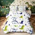thumbnail image 1 of meiyoeat Woodland Dinosaur Twin Bedding for Boys Bedding, Pine Jungle Wildlife Bedding Comforter Set, White Green Navy, Polkadot Reversible, 7pcs, 1 of 5