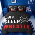 thumbnail image 1 of meiyoeat Wrestle Sport 7-Piece Twin Bedding For Boys,Modern Minimalist Style Bedding Comforter Set For Kids,Black Reversible, 1 of 7