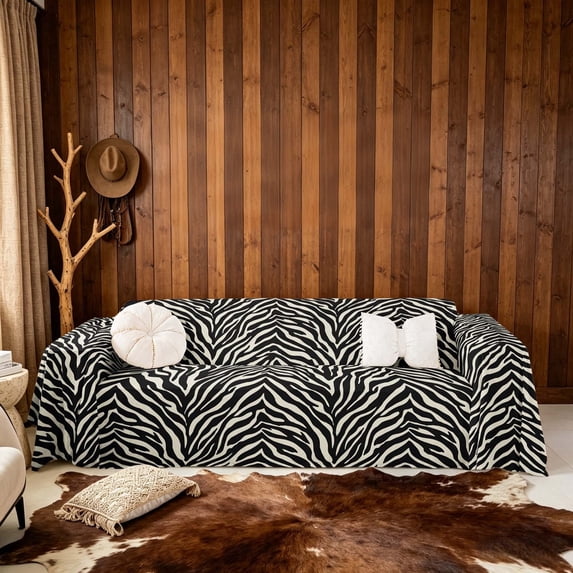 meiyoeat Zebra Print Sofa Cover Slipcover 71x102, Black and White Chair Loveseat Couch Cover