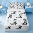 thumbnail image 1 of meiyoeat blue Ribbon Bow Zipper Twin Comforter Sets with Fitted Sheet and 2 Pillowcases,Western Cowgirl Boots Print Zipper Bedding Set,Reversible,4 Pieces, 1 of 7