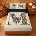 thumbnail image 1 of meiyoeat bow Monogram M Print Zipper Twin Comforter Sets with Fitted Sheet and 2 Pillowcases,Fashion Leopard Print Zipper Bedding Set,Black Reversible,4-Piece, 1 of 7
