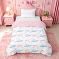 thumbnail image 1 of meiyoeat cute Seashell Bow Twin Duvet Cover,Watercolor Coastal Style Twin Bedding,Pink Reversible,2 Pieces,1 Duvet Cover and 1 Pillowcase, 1 of 6