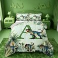 thumbnail image 1 of meiyoeat dinosaur Alphebat A Full Size Comforter Sets,Tropical Botanical Print Bedding Comforter Set,Light Gray Reversible,3pcs,1 Comforter and 2 Pillowcases, 1 of 7
