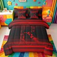 thumbnail image 1 of meiyoeat gradient Letter Pattern 7 Pieces Full Size Bedding Sets,Black Red Monogram R Full Size Bed in a Bag,Black Reversible, 1 of 7