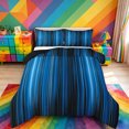 thumbnail image 1 of meiyoeat gradient Lines Texture Full Size Comforter Sets,Neon Blue Black Bedding Comforter Set,Reversible,3 Pieces,1 Comforter and 2 Pillowcases, 1 of 7