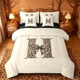 thumbnail image 1 of meiyoeat leopard Bowknot Initial Art 7 Pieces Full Size Bedding Sets,Cheetah Print Alphabet Full Size Bed in a Bag,Black Reversible, 1 of 7
