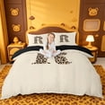thumbnail image 1 of meiyoeat leopard Bowknot Letter Bedding,Cheetah Monogram Print R Duvet Cover Full,Black Reversible,3-Piece,1 Duvet Cover and 2 Pillowcases, 1 of 6