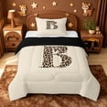 thumbnail image 1 of meiyoeat leopard Bowknot Monogram Art Twin Comforter Sets,Cheetah Print Initial B Bedding Set,Black Reversible,2 Pieces,1 Comforter and 1 Pillowcase, 1 of 7