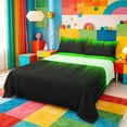 thumbnail image 1 of meiyoeat line Geometric Print Bed Sheets,Black Green Neon Striped Full Size Sheets,4-Piece,1 Flat Sheet,1 Fitted Sheet and 2 Pillowcases, 1 of 6