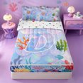 thumbnail image 1 of meiyoeat marine Monogrammed D Design Zipper Twin Comforter Sets with Fitted Sheet and 2 Pillowcases,Sequins Mermaid Print Initial Zipper Bedding Set,Reversible,4-Piece, 1 of 7