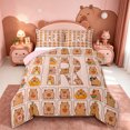 thumbnail image 1 of meiyoeat meiyoeat Girl Personalized Gifts Full Size Comforter Sets,Capybara Letter Print R Bedding Comforter Set,Pink Reversible,3 Pieces,1 Comforter and 2 Pillowcases, 1 of 7