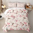 thumbnail image 1 of meiyoeat meiyoeat Sweet Cowgirl Boot Quilt Full For Girls, Pastel Bow Pattern Full Bedspread Sets For Kids,3pcs, 1 of 7