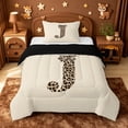 thumbnail image 1 of meiyoeat personalized Leopard Print Initial Art Twin Comforter Sets,Cheetah Bow Monogram J Bedding Set,Black Reversible,2-Piece,1 Comforter and 1 Pillowcase, 1 of 7