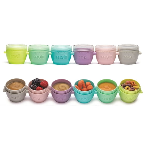 melii Snap & Go Baby Food Freezer Containers & Snack Containers, 2oz/59 ml, 6 pk