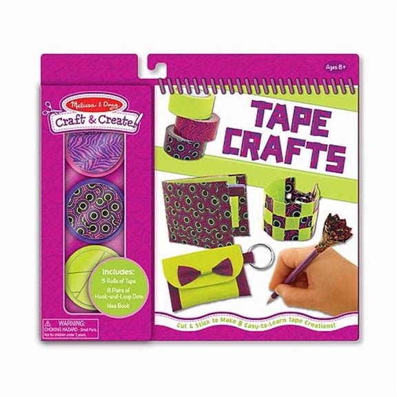 melissa & doug craft and create duct tape crafts kit - 3 rolls of tape, hook-and-loop dots