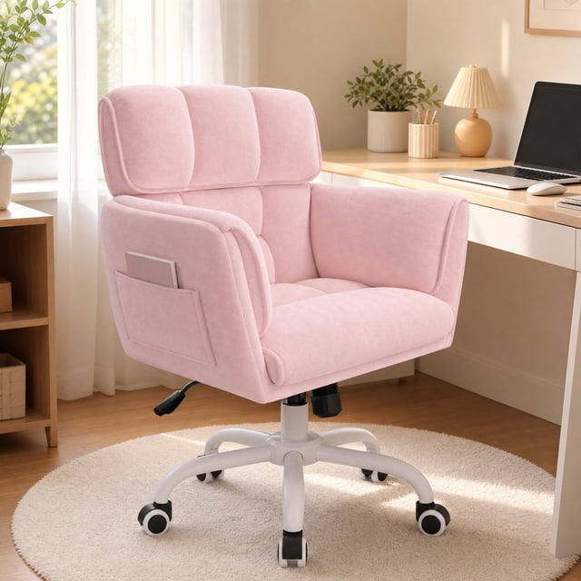 melmine Desk Chair with Armrests & Side Pocket Height Adjustable ...