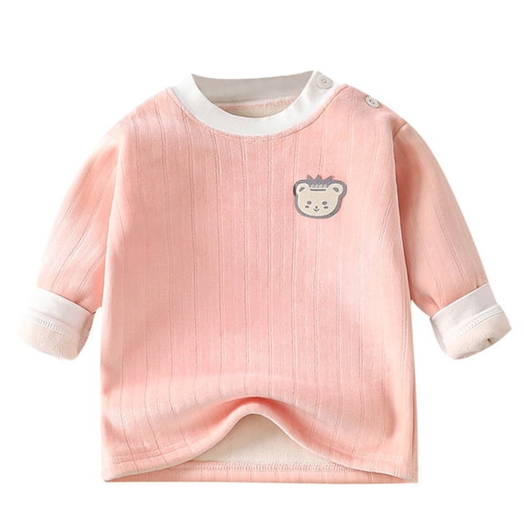 melon Red Long Sleeve Tee Shirts for Children Boy Girl Winter Fall Crewneck Fleece Lined Wool Moon Print Brunch Kawaii Warm Fuzzy Basic Tee Shirt Tops Kid 2026 6-9 Months