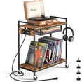 3 Tier End Table, Record Player Stand with Charging Station, Turntable