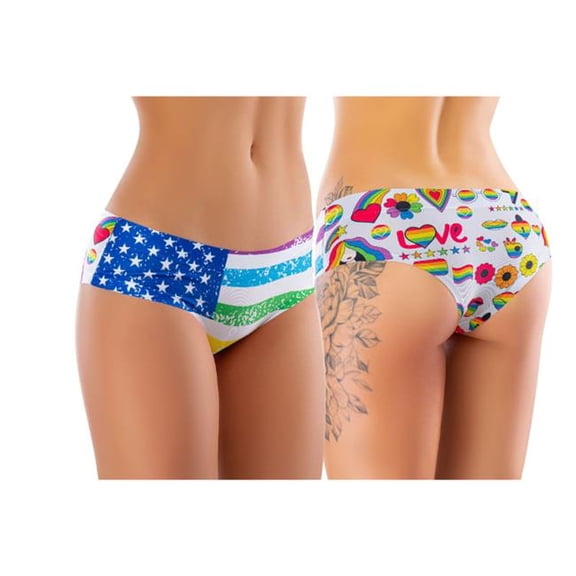 mememe CPF-13 Slip Comfortable Panties with Impressive Prints - Pride - Flag - Large