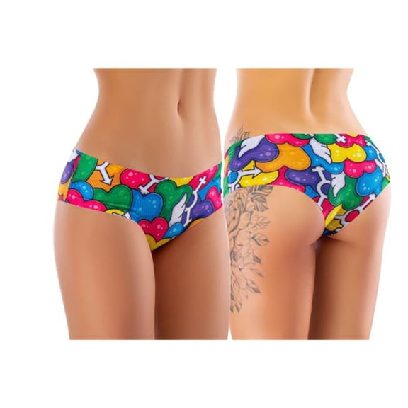 mememe CPHS-14 Slip Comfortable Panties with Impressive Prints - Pride - Hearts - Extra Large