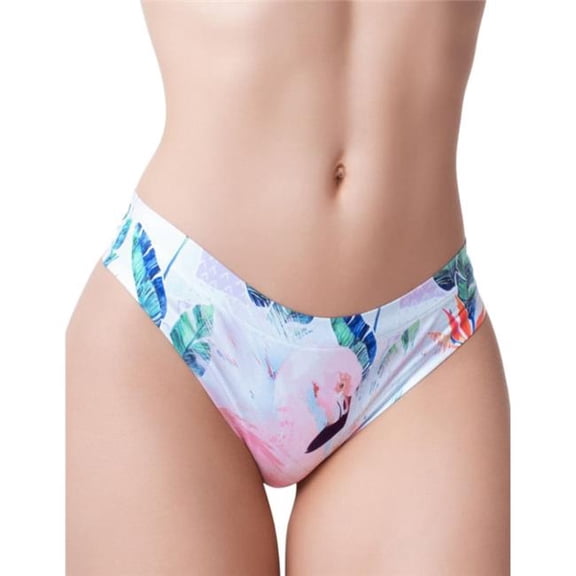 mememe FDF-24 Thong Comfortable Panties with Impressive Prints - Fantasy Dreams - Flamingo - Extra Large