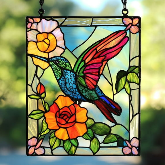 2025 Sun Catchers Indoor Window Hummingbird Acrylic Suncatcher Window Hanging Decoration Sun Catcher Decor for Living Room Bedroom Summer Home Balcony Ornaments Decoration (E)