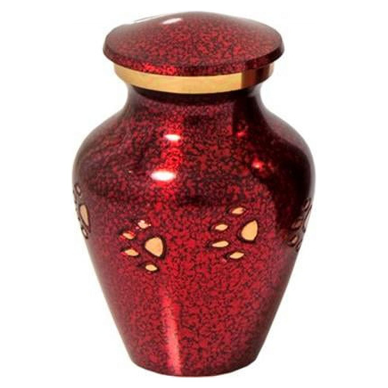 memorial gallery pets 8494d red with brass paw print sharing pet urns
