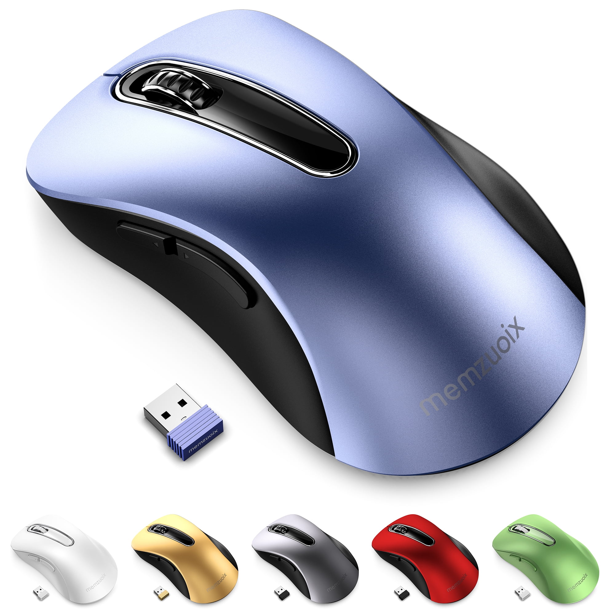 memzuoix 2.4G Wireless Mouse, 1400 DPI Mobile Optical Cordless Mouse ...