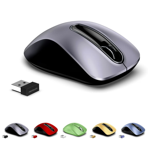 memzuoix 2.4G Wireless Mouse, 1400 DPI Mobile Optical Cordless Mouse with USB Receiver, Portable Computer Mice Wireless Mouse for Laptop, PC, Desktop, MacBook, 5 Buttons (Gray)