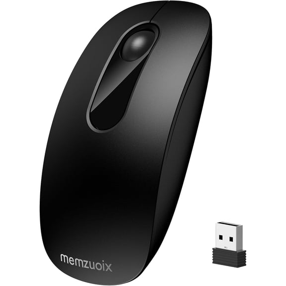 Krocisen 2.4G Wireless Mouse, Silent Mouse 1600DPI for Laptop PC(Black)