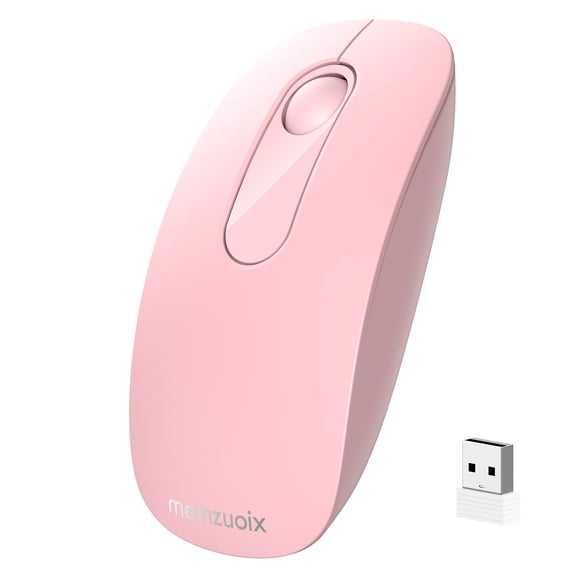 Krocisen 2.4G Wireless Mouse, Silent USB Mouse 1600DPI for Laptop PC(Pink)