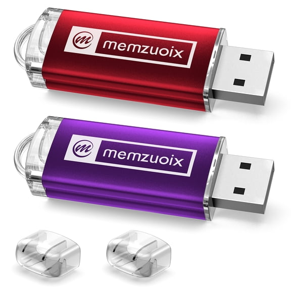 memzuoix 2 Pack 16GB Mini Flash Drives USB 3.0 Gaming Thumb Jump Drive Bulk Memory Stick for Laptop PC Data Storage Backup，Red&Purple
