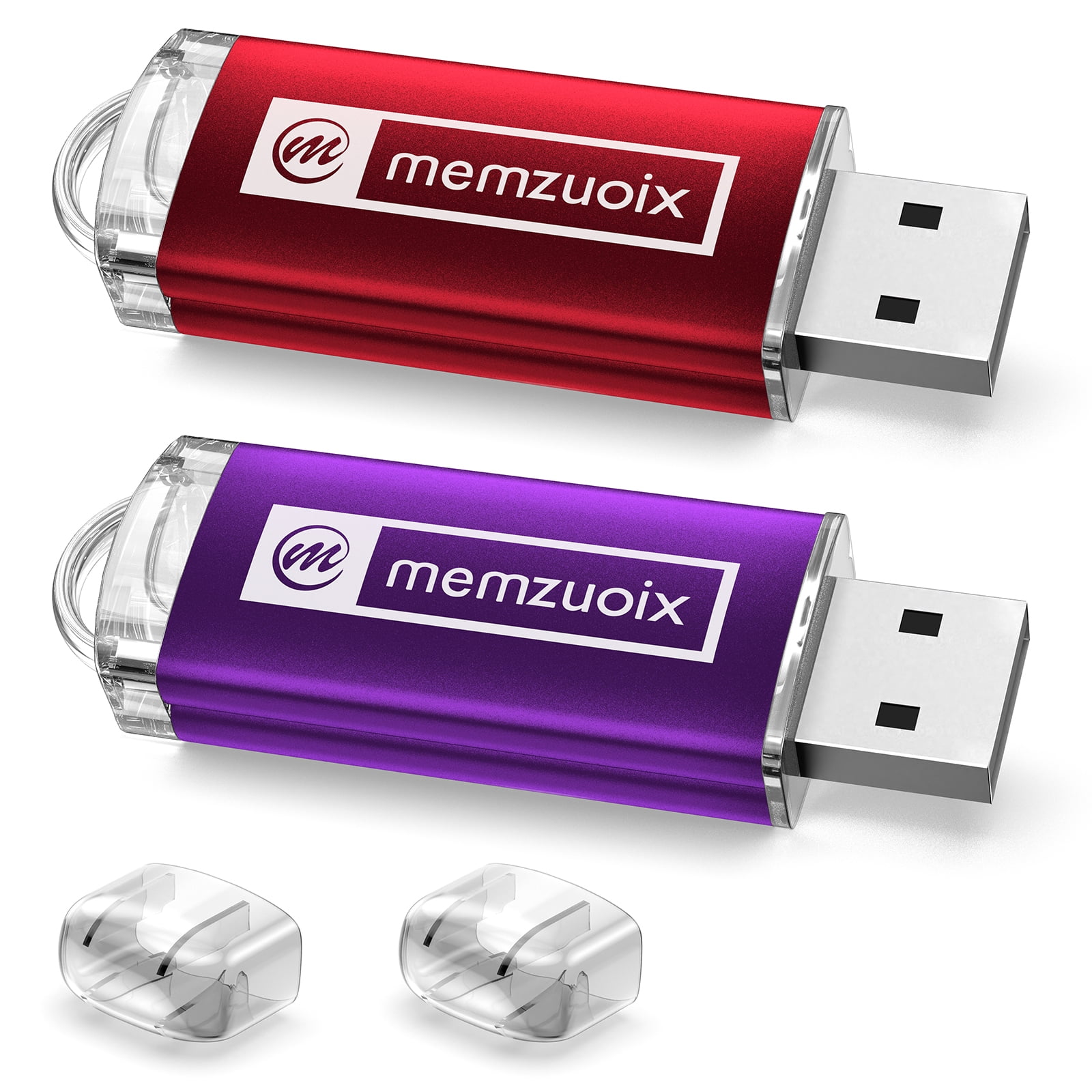 memzuoix 2 Pack 64GB Mini Flash Drives USB 3.0 Gaming Thumb Jump Drive Bulk Memory Stick for Laptop PC Data Storage Backup，Red&Purple