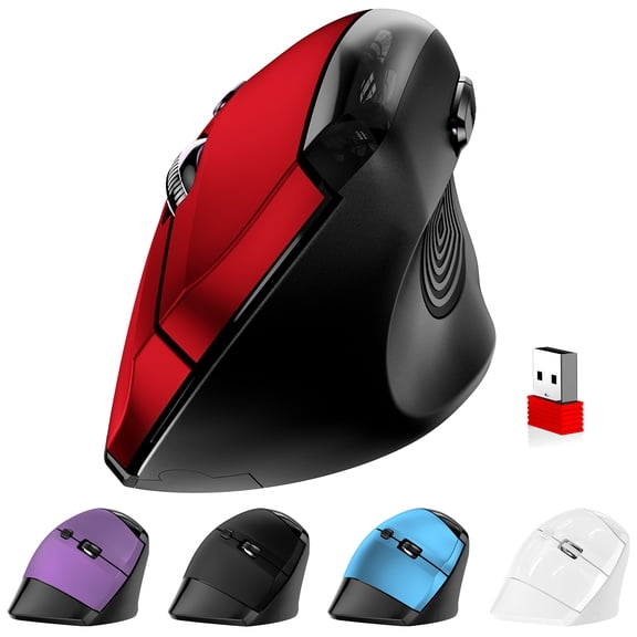 memzuoix Ergonomic Mouse Wireless,2.4G Optical Cordless Mice with 800/1200/1600 DPI,USB, Vertical Computer Wireless Mouse for Laptop, Mac,PC,Desktop (for Right Hand, Large),White Mouse