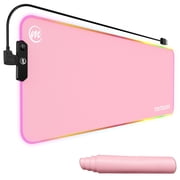 memzuoix LED Pink Mouse pad, Large RGB Glow Gaming Mouse Pad for Computer Keyboard, 12 Cool Lighting Modes, Anti-Slip Base, Waterproof, Stain Resistant, Desk Mo
