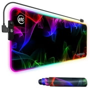 memzuoix LED Mouse pad 31.5×11.8 Inch, Large RGB Glow Gaming Mouse Pad for Computer Keyboard, 12 Cool Lighting Modes, Anti-Slip Base, Waterproof, Stain Resistant, Desk Mouse pad for Wireless mouse