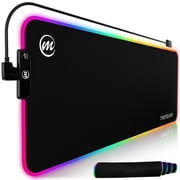 memzuoix LED Mouse pad 31.5×11.8 Inch, Large RGB Glow Gaming Mouse Pad for Computer, 12 Cool Lighting Modes, Anti-Slip Base, Waterproof, Stain Resistant, Desk Mouse pad for Wireless mouse, Black