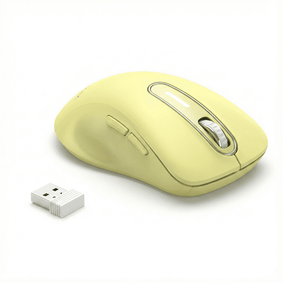 memzuoix Wireless Optical Mouse for Laptop, 5 Buttons 1400 DPI Wireless Mouse with USB Receiver, Cordless Computer Mice for Chromebook, Desktop, PC, Macbook,Light Yellow